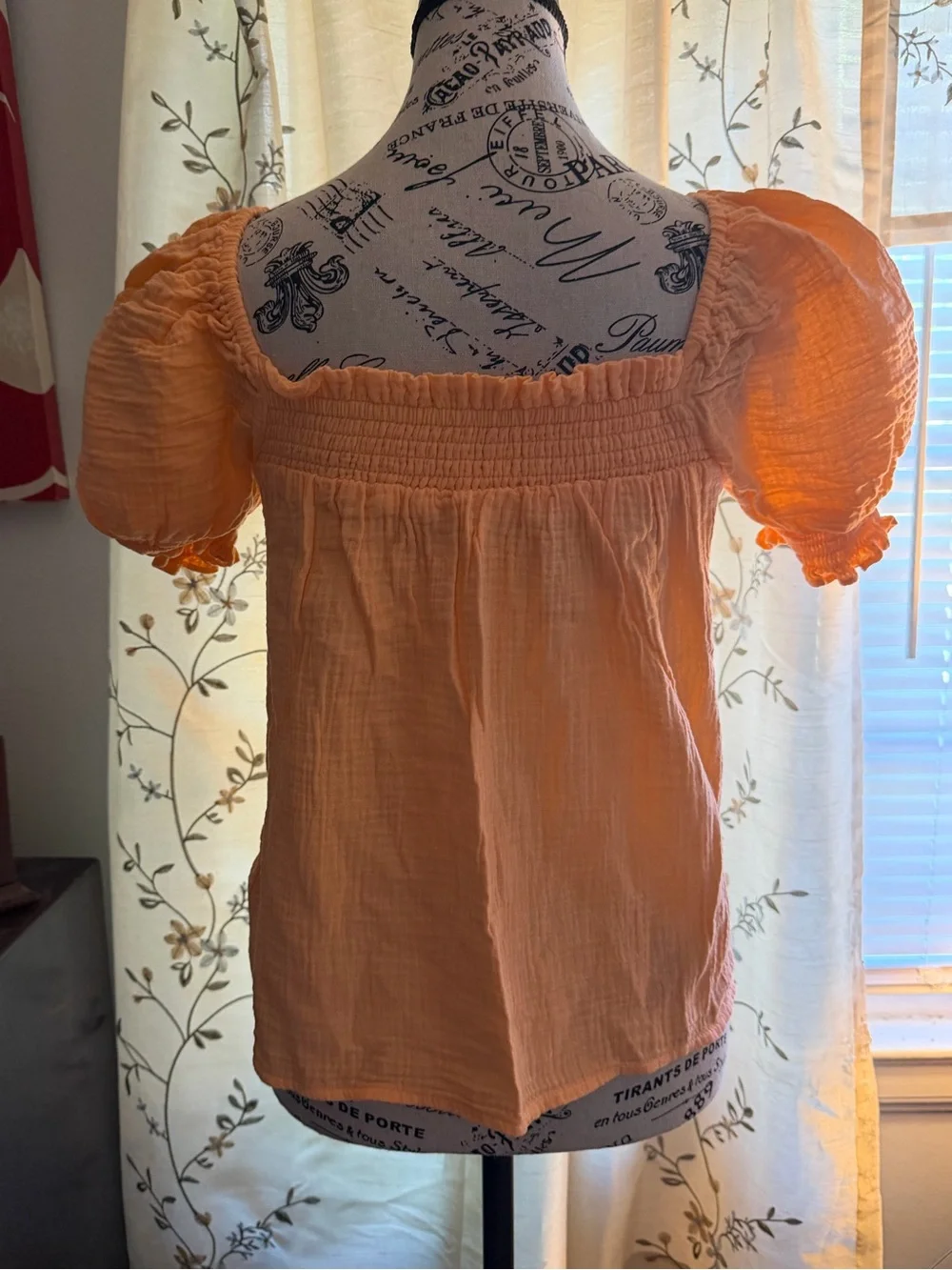 J. Crew Squareneck puff-sleeve soft gauze top